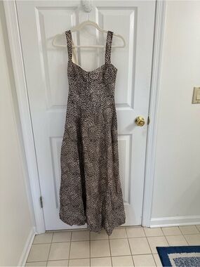 Bardot Leopard Print Square-Neck Maxi Dress in Brown